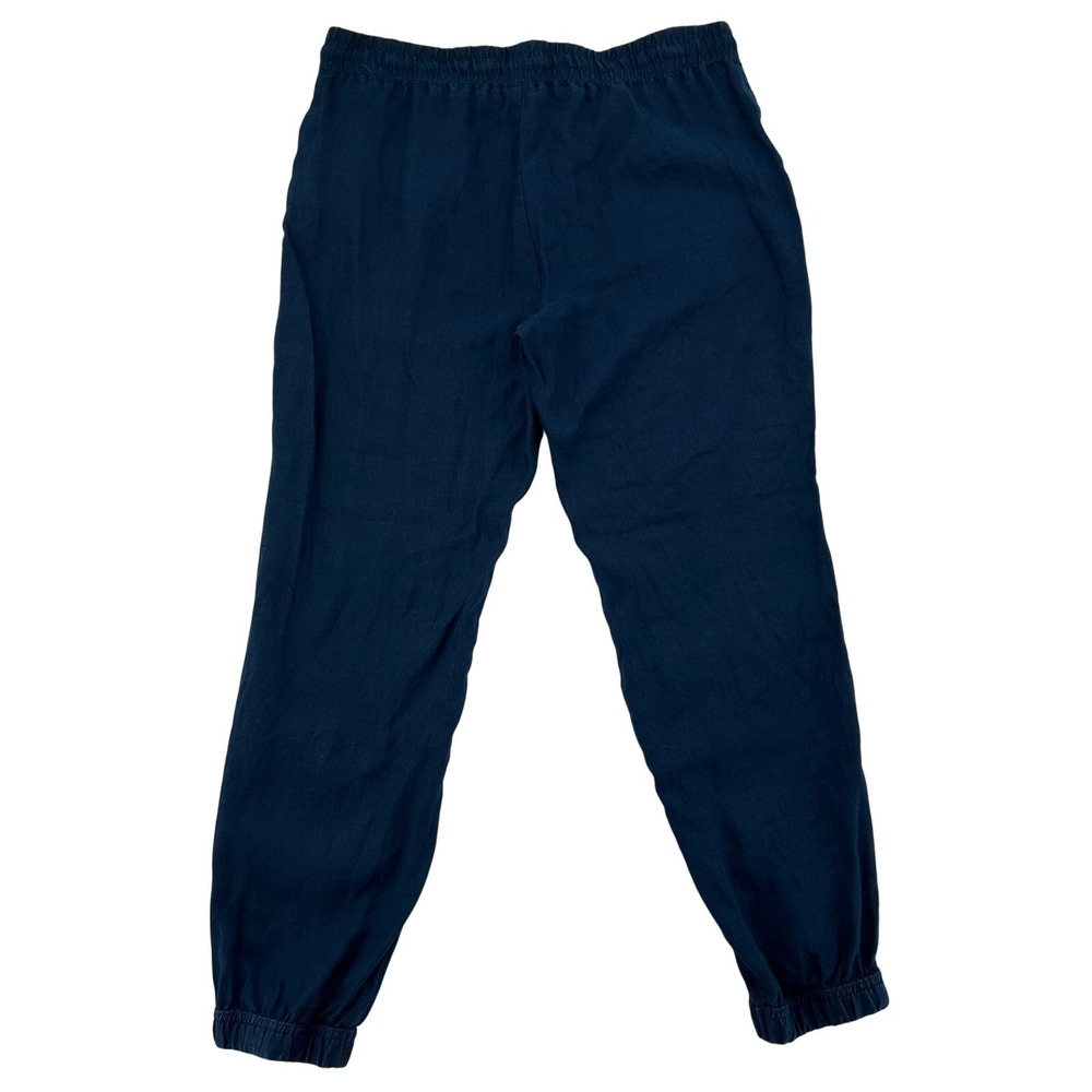 Company Ellen Tracy Women's M Admiral Blue Linen Jogger Pants Drawstring Waist